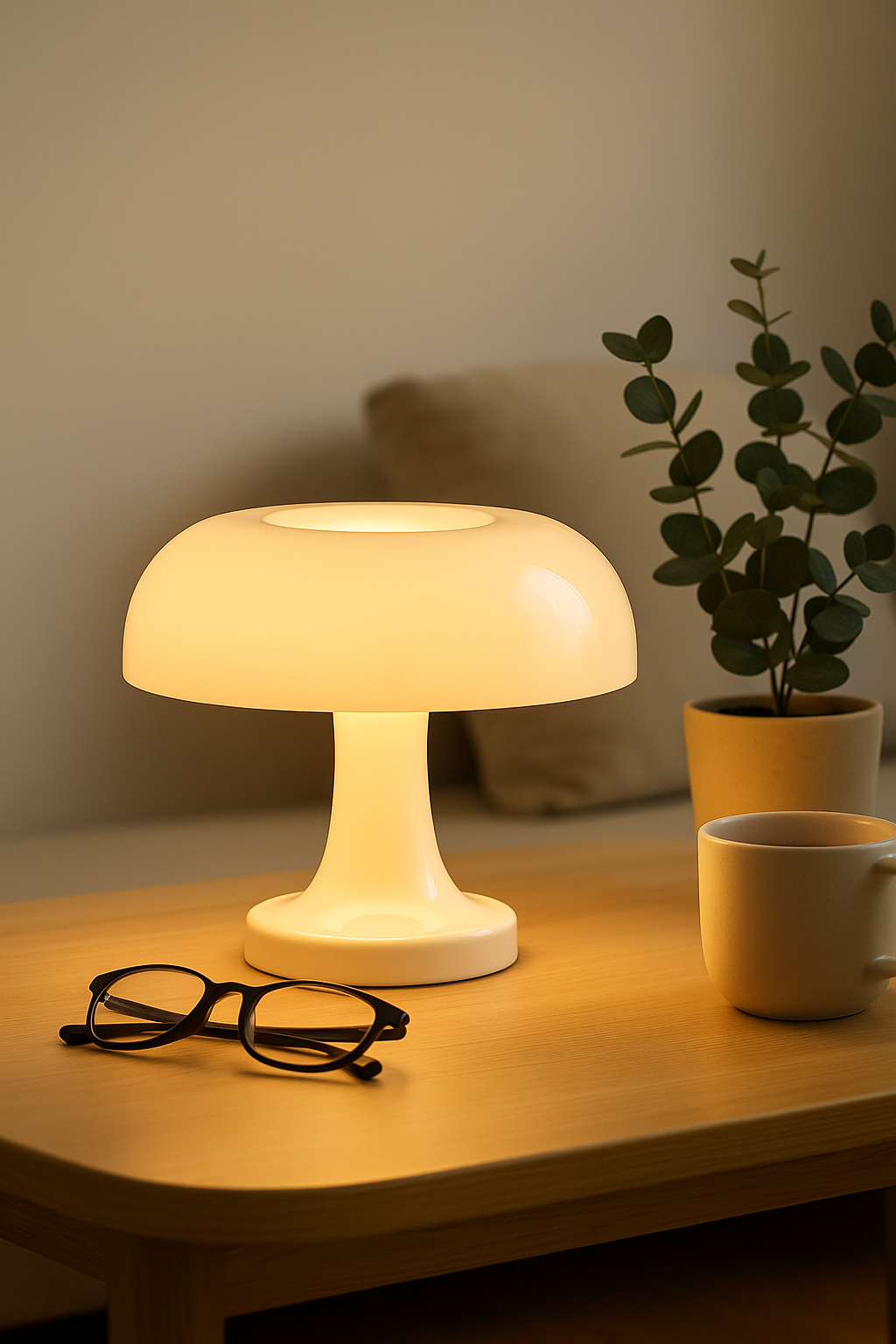 Lampe Champignon LED Rechargeable – Design Orange & Blanc – 28 cm