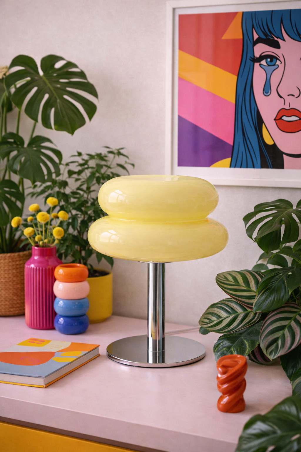 Orange Glass Macaron Lamp – Retro Chic LED Design E27 (28 cm)