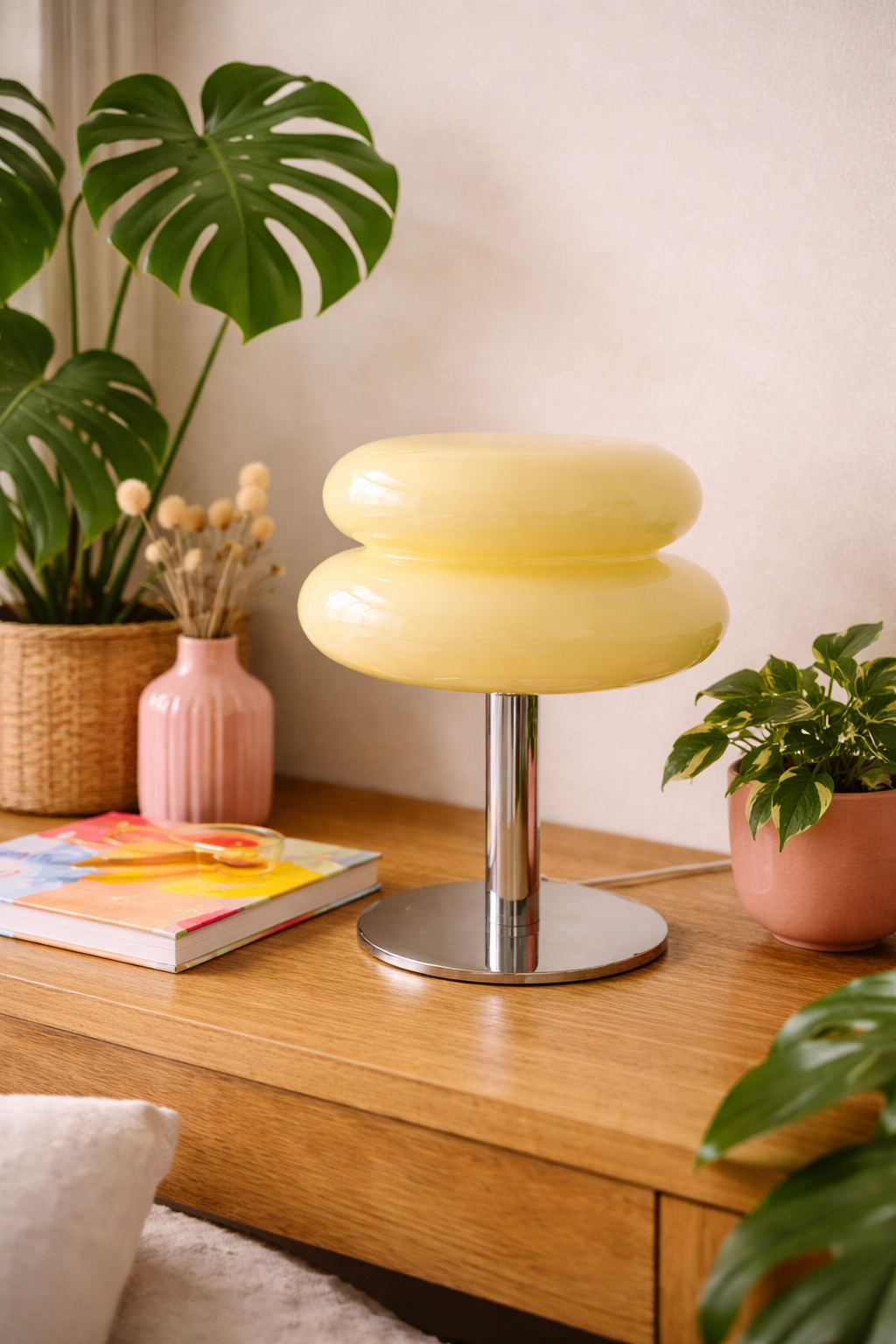 Orange Glass Macaron Lamp – Retro Chic LED Design E27 (28 cm)