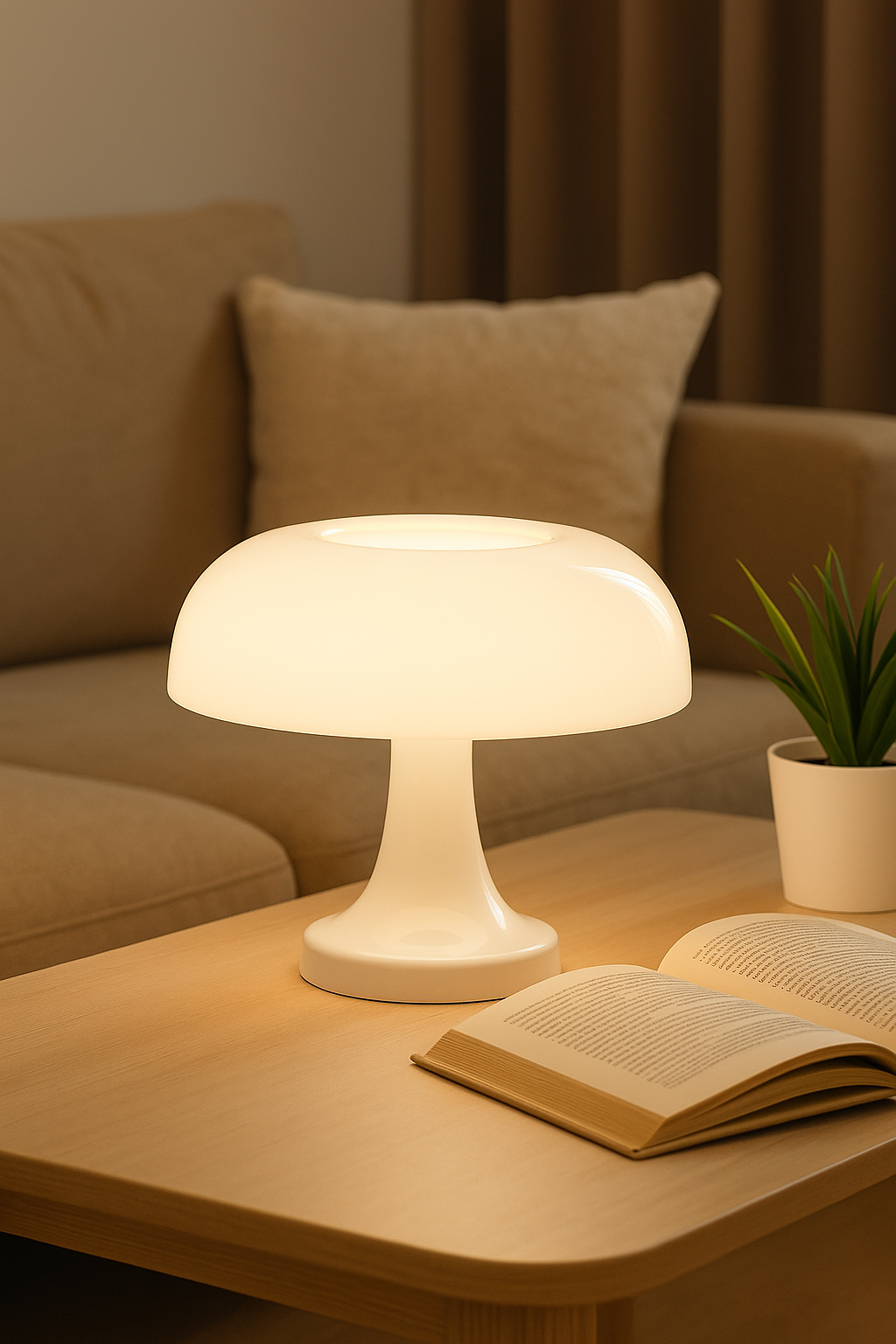 Lampe Champignon LED Rechargeable – Design Orange & Blanc – 28 cm