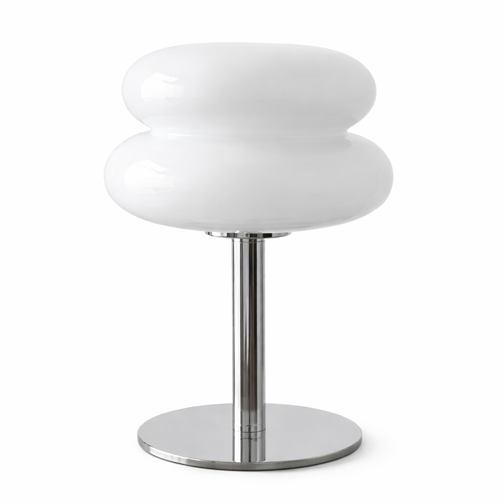 Lampe Macaron en Verre Vintage – Lampe de Table Design LED E27 Dimmable (28 cm) | Lampe Chevet Rétro USB – Orange, Rose Pastel, Blanc, Jaune Pastel