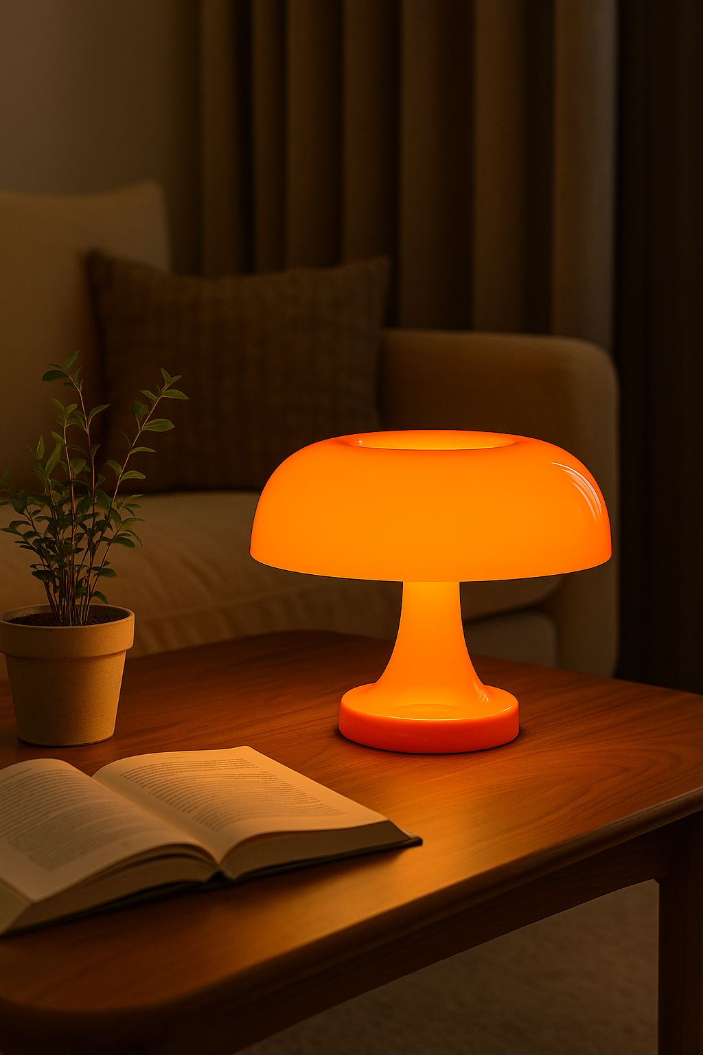 Lampe Champignon LED Rechargeable – Design Orange & Blanc – 28 cm