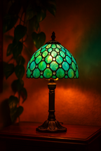 Lampe de Table Style Tiffany E27 – Verre Teinté Baroque Méditerranéen | Décoration Vintage & Ambiance Chaleureuse