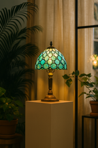 Lampe de Table Style Tiffany E27 – Verre Teinté Baroque Méditerranéen | Décoration Vintage & Ambiance Chaleureuse