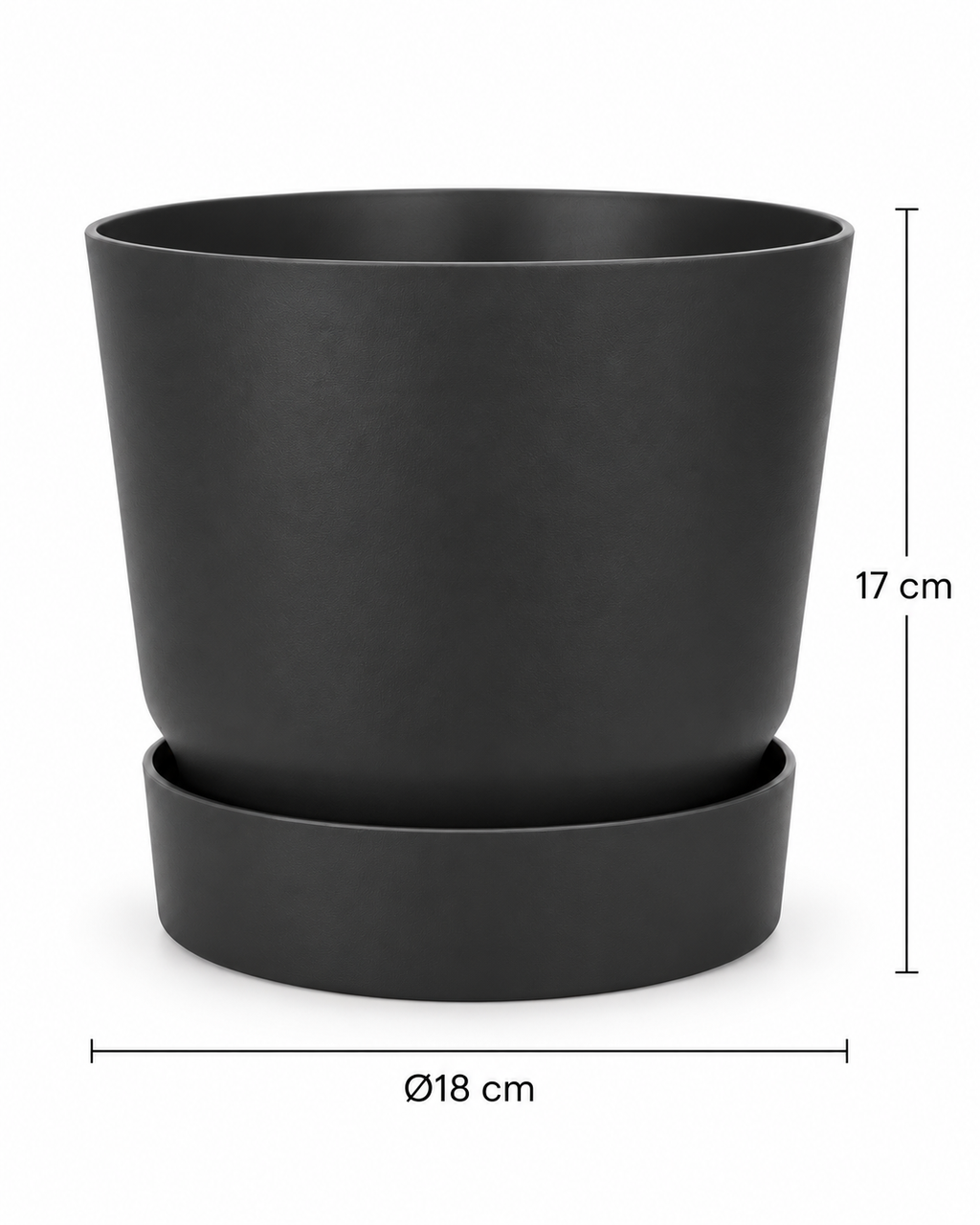 Elho Greenville Round Black – Pot with water reservoir – Ø14 × H13 cm