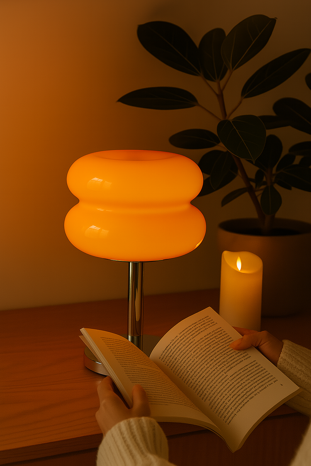 Lampe Macaron en Verre Orange – Design Rétro Chic LED E27 (28 cm)