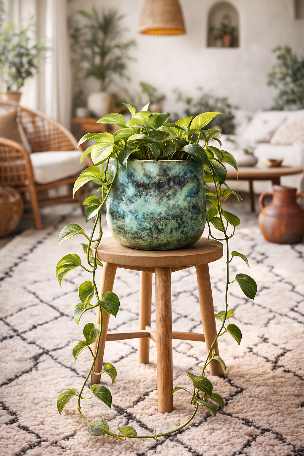 Elisa Mystic Green – Cache-pot en céramique texturé effet bronze vert – 3 tailles