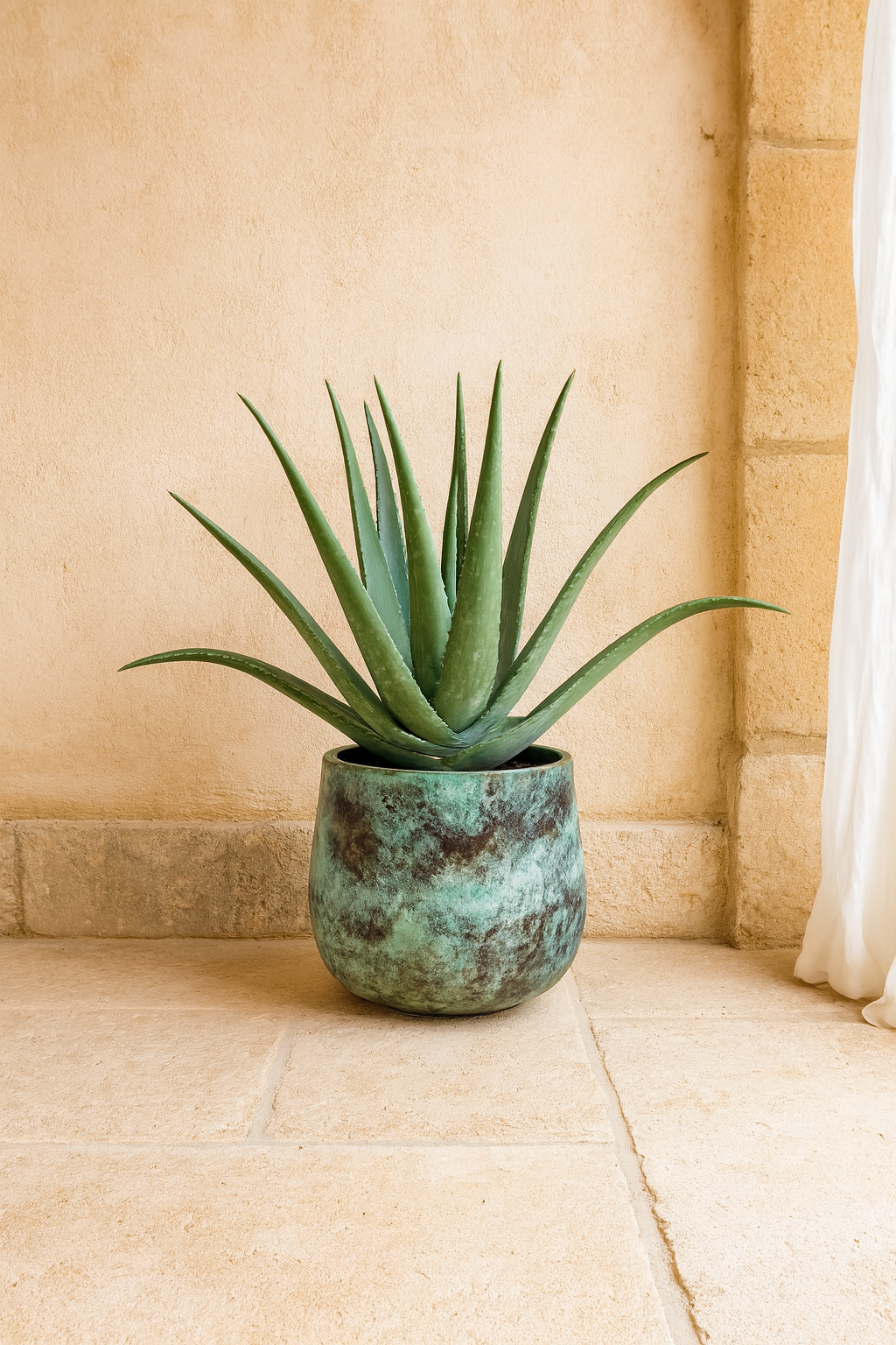 Elisa Mystic Green – Cache-pot en céramique texturé effet bronze vert – 3 tailles