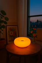 Rechargeable Touch-Sensitive Orange Donut Lamp – Bauhaus Design Table Lamp – 3 LED Lighting Modes – Soft &amp; Modern Ambiance