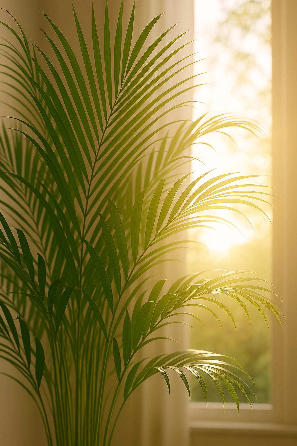 Palmier Areca en pot design – Plante d’intérieur tropicale 110 cm avec cache-pot Elho Greenville Ø21 cm