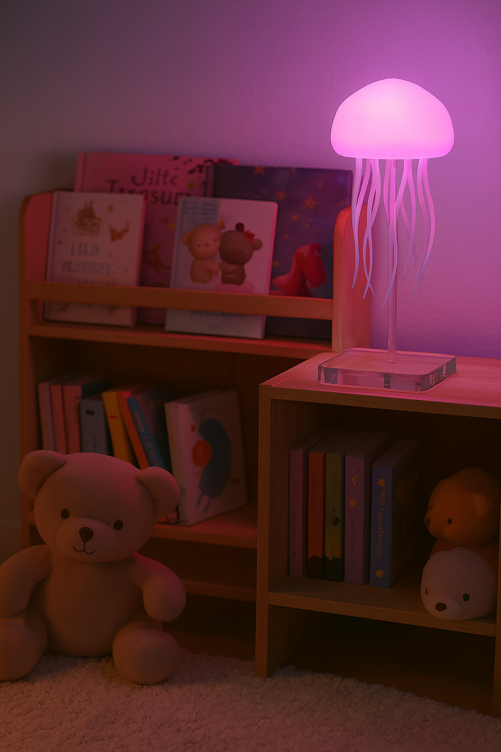 Lampe Méduse LED RGB – Veilleuse Rotative Design avec Commande Vocale & Batterie Rechargeable USB Type-C | Déco Moderne Chambre, Salon & Cadeau Original