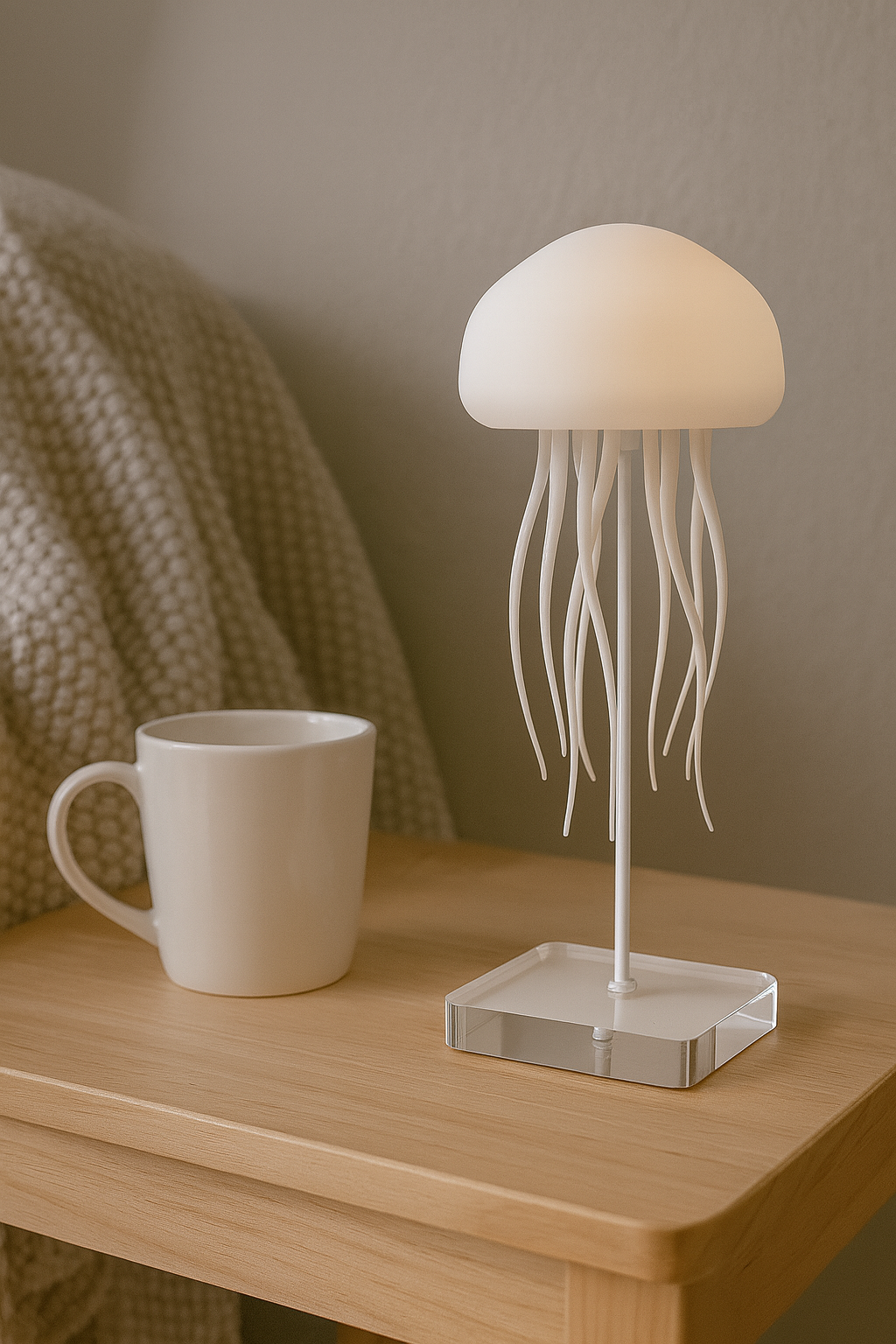 Lampe Méduse LED RGB – Veilleuse Rotative Design avec Commande Vocale & Batterie Rechargeable USB Type-C | Déco Moderne Chambre, Salon & Cadeau Original