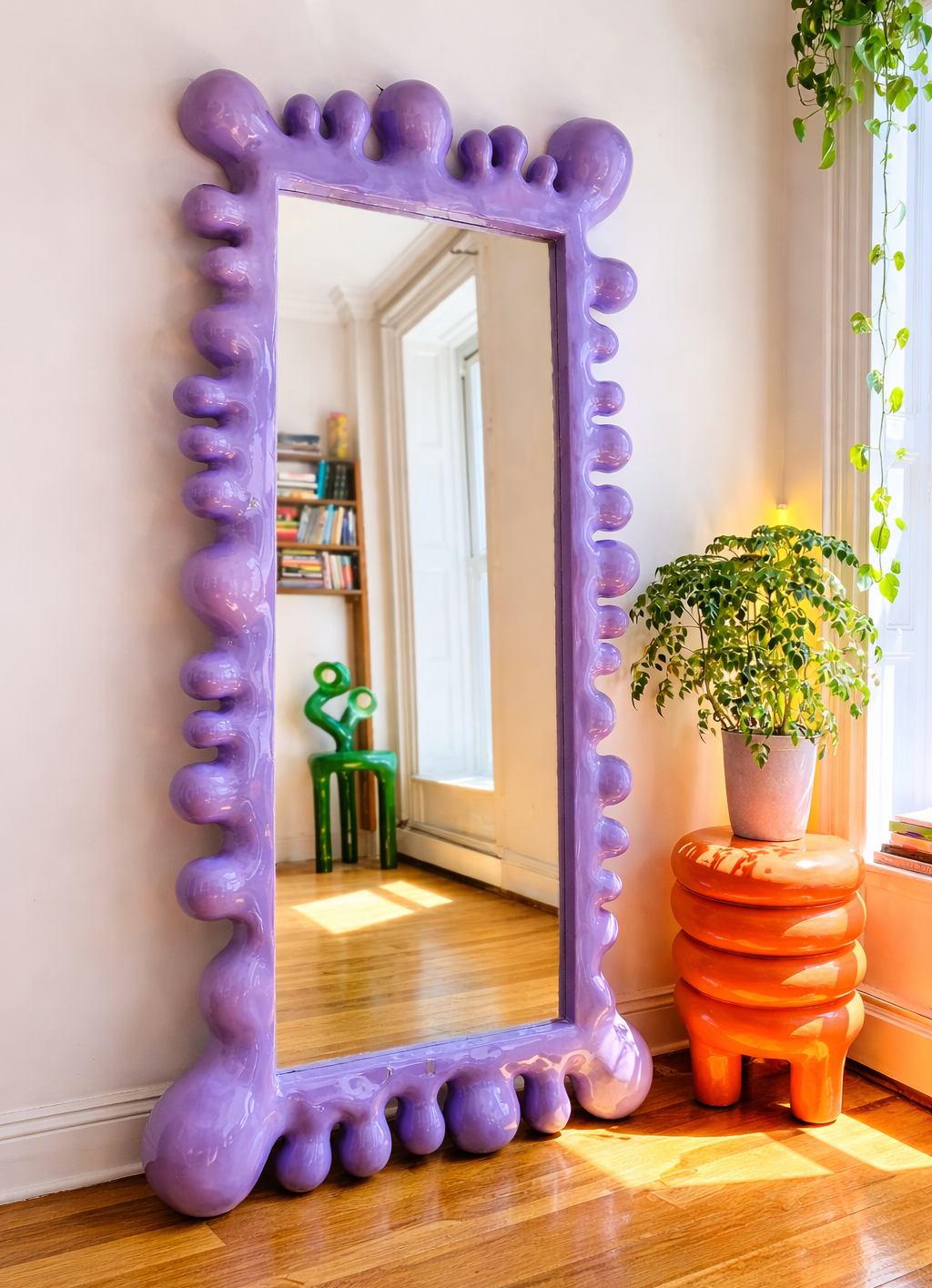 Miroir Pleine Longueur Arty Lilas – Cadre Sculptural 100 × 180 cm