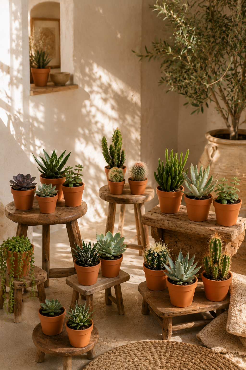 Cactus & Succulent Mix – 15 Plants in Terracotta Pots – Ø5.5 cm