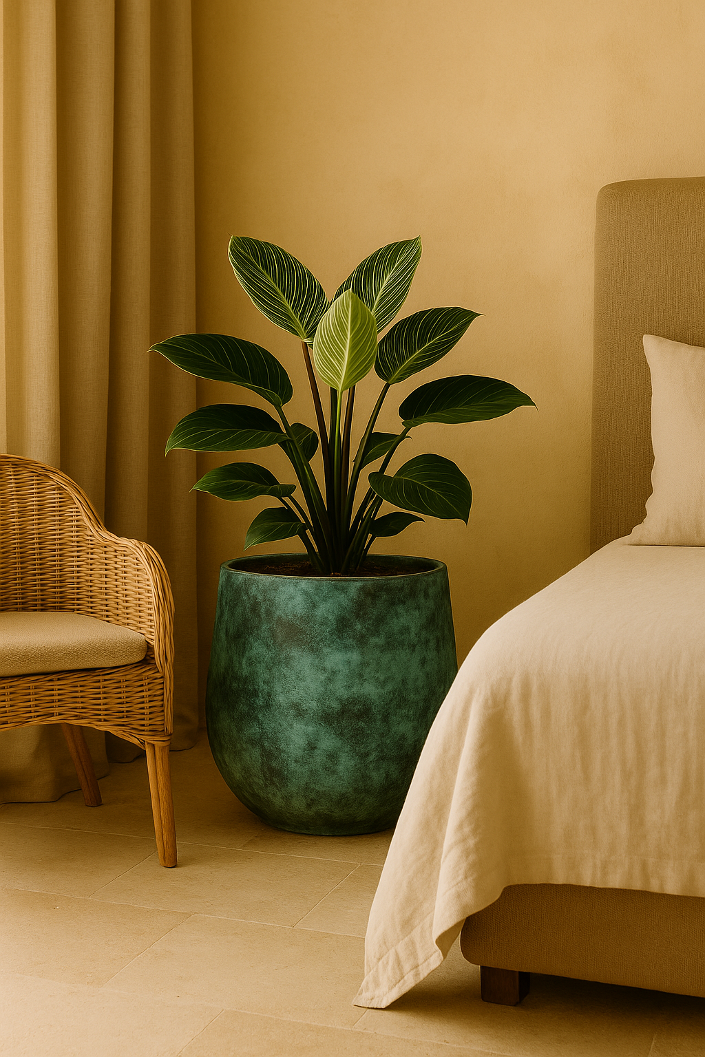 Elisa Mystic Green – Cache-pot en céramique texturé effet bronze vert – 3 tailles