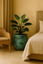 Elisa Mystic Green – Cache-pot en céramique texturé effet bronze vert – 3 tailles