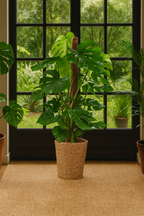 Monstera Deliciosa XL 120 cm – Plante d’intérieur tropicale avec panier Torun Ø24 cm | Feuillage spectaculaire et entretien facile