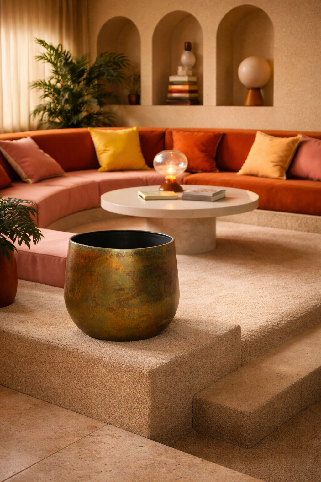 Cache-pot fait main Elisa Vintage Green en métal patiné – Pot décoratif rustique chic pour intérieur