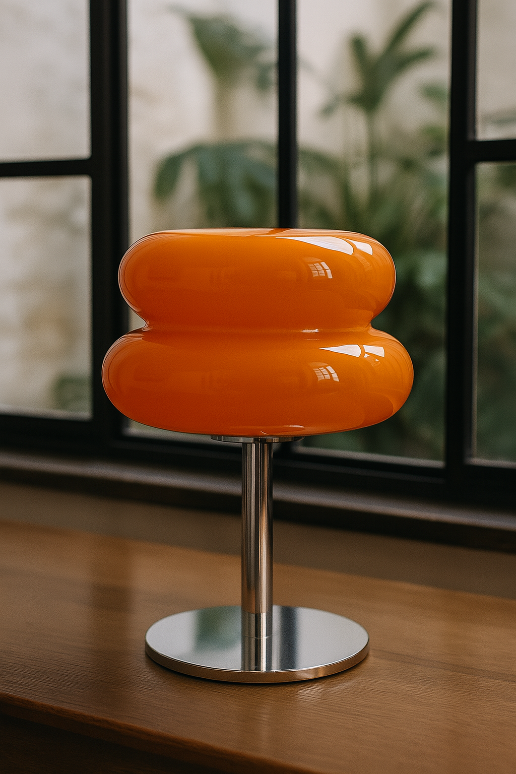 Lampe Macaron en Verre Orange – Design Rétro Chic LED E27 (28 cm)