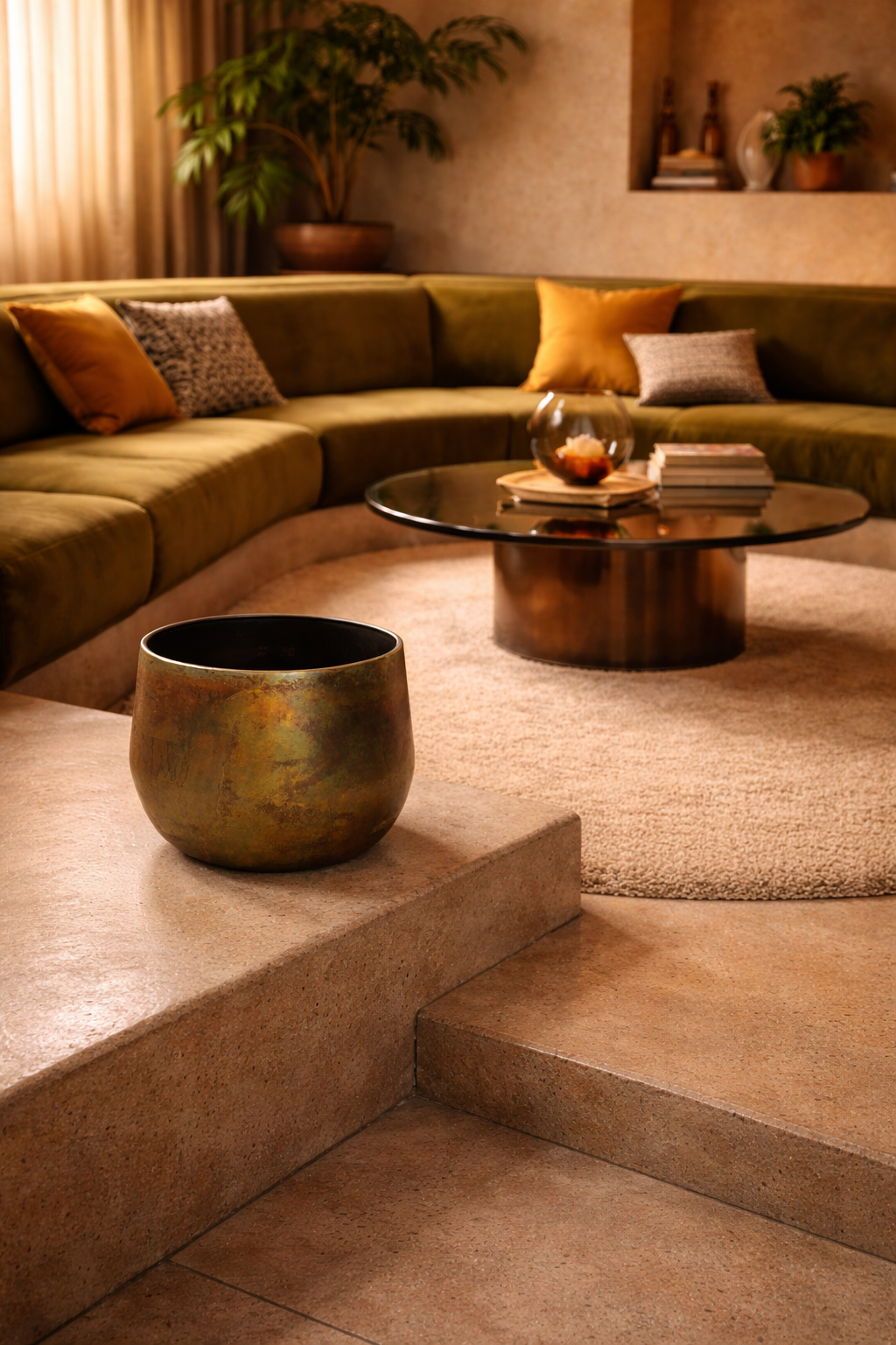 Cache-pot fait main Elisa Vintage Green en métal patiné – Pot décoratif rustique chic pour intérieur