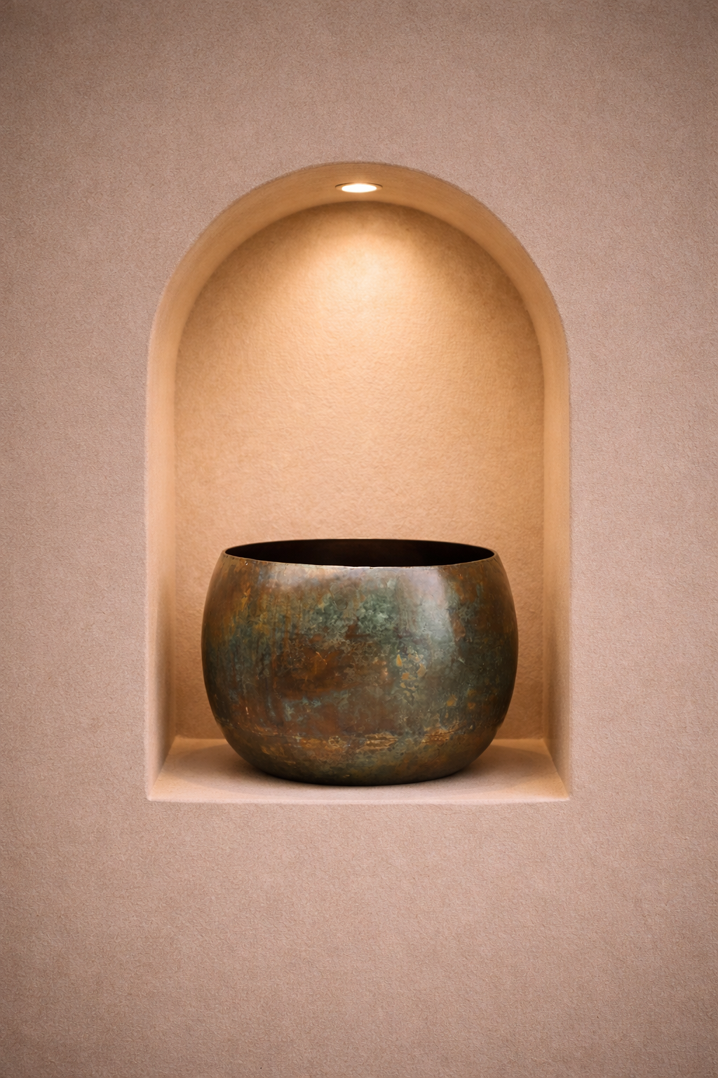 Cache-pot Ellen Vintage Green en métal patiné – Cache-pot décoratif intérieur