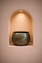 Cache-pot Ellen Vintage Green en métal patiné – Cache-pot décoratif intérieur