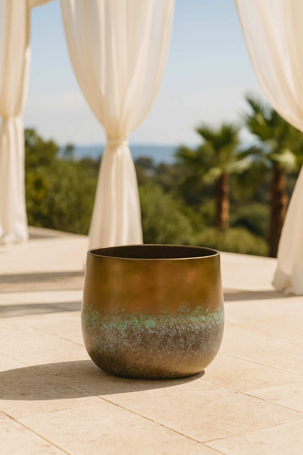 Elisa Mystic Bronze – Cache-pot en céramique texturée, finition bronze artistique