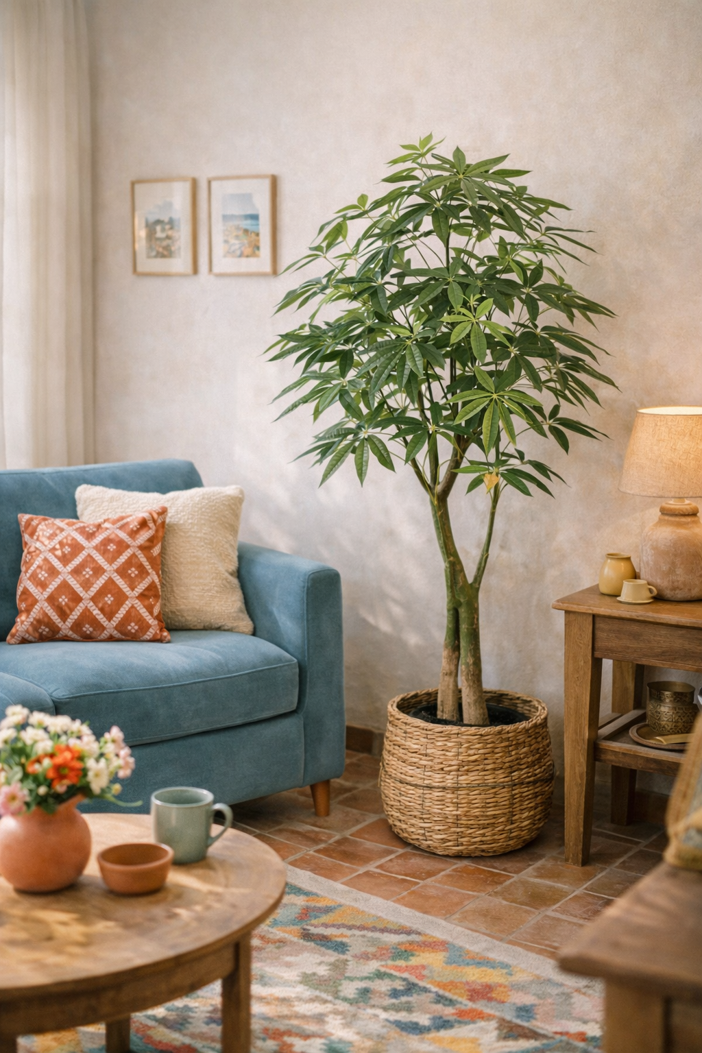artificial money tree plant Artificial Pachira Aquatica – Decorative Silver Tree (150 & 180 cm) – Douceur Maison