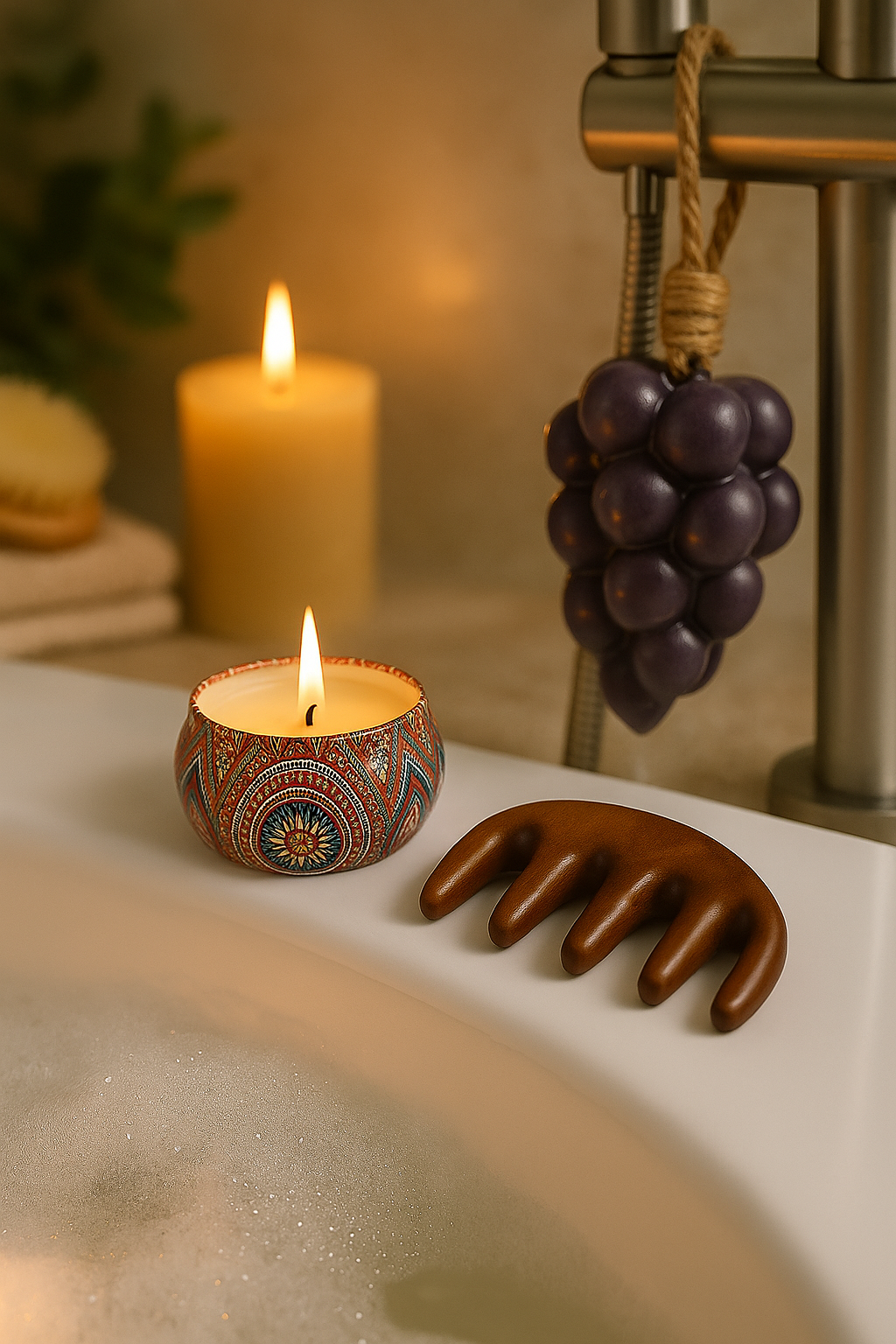 Peigne de Massage en Bois Naturel – Gua Sha Cuir Chevelu & Corps
