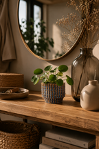 Echo Rustic Blue / Brown Pot – Ø10.8 x H9 cm