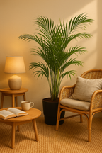 Palmier Areca en pot design – Plante d’intérieur tropicale 110 cm avec cache-pot Elho Greenville Ø21 cm