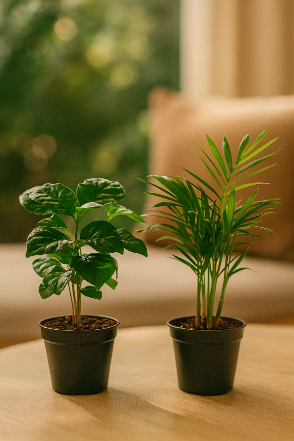 Set de 6 Mini Plantes Vertes – Pot Ø6 cm | Asparagus, Coffea Arabica, Ficus Ginseng, Fougère, Hedera, Bergpalm