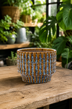 Echo Rustic Blue / Brown Pot – Ø10.8 x H9 cm