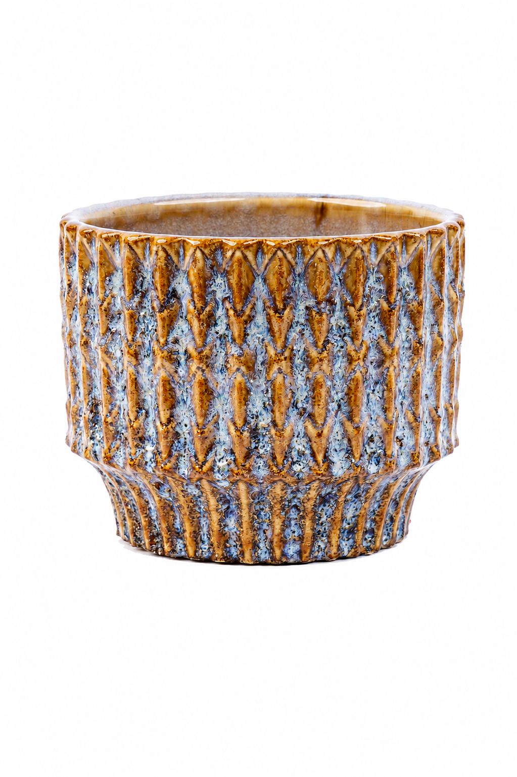 Echo Rustic Blue / Brown Pot – Ø10.8 x H9 cm