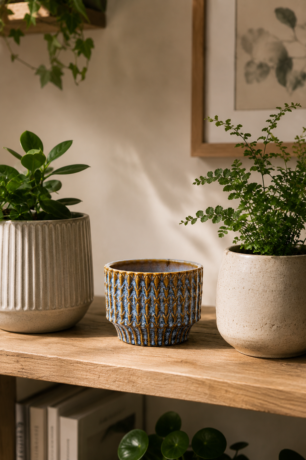 Echo Rustic Blue / Brown Pot – Ø10.8 x H9 cm