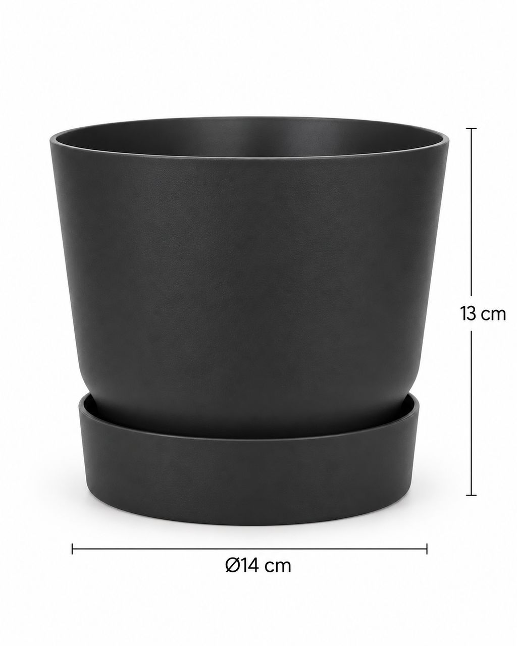Elho Greenville Round Black – Pot with water reservoir – Ø14 × H13 cm