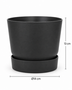 Elho Greenville Round Black – Pot with water reservoir – Ø14 × H13 cm