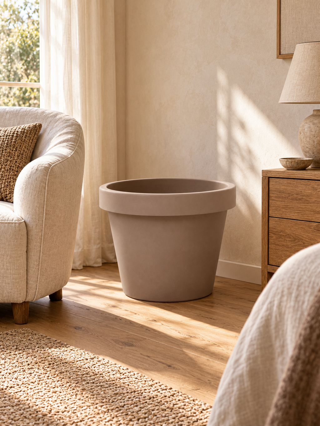 Lira Taupe – XXL stone-effect pot – Ø65 / Ø75 cm