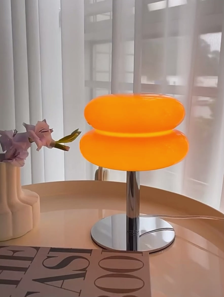 Lampe Macaron en Verre Orange – Design Rétro Chic LED E27 (28 cm)