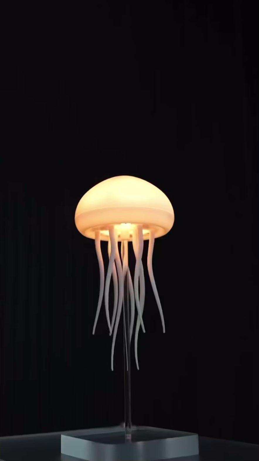 Lampe Méduse LED RGB – Veilleuse Rotative Design avec Commande Vocale & Batterie Rechargeable USB Type-C | Déco Moderne Chambre, Salon & Cadeau Original