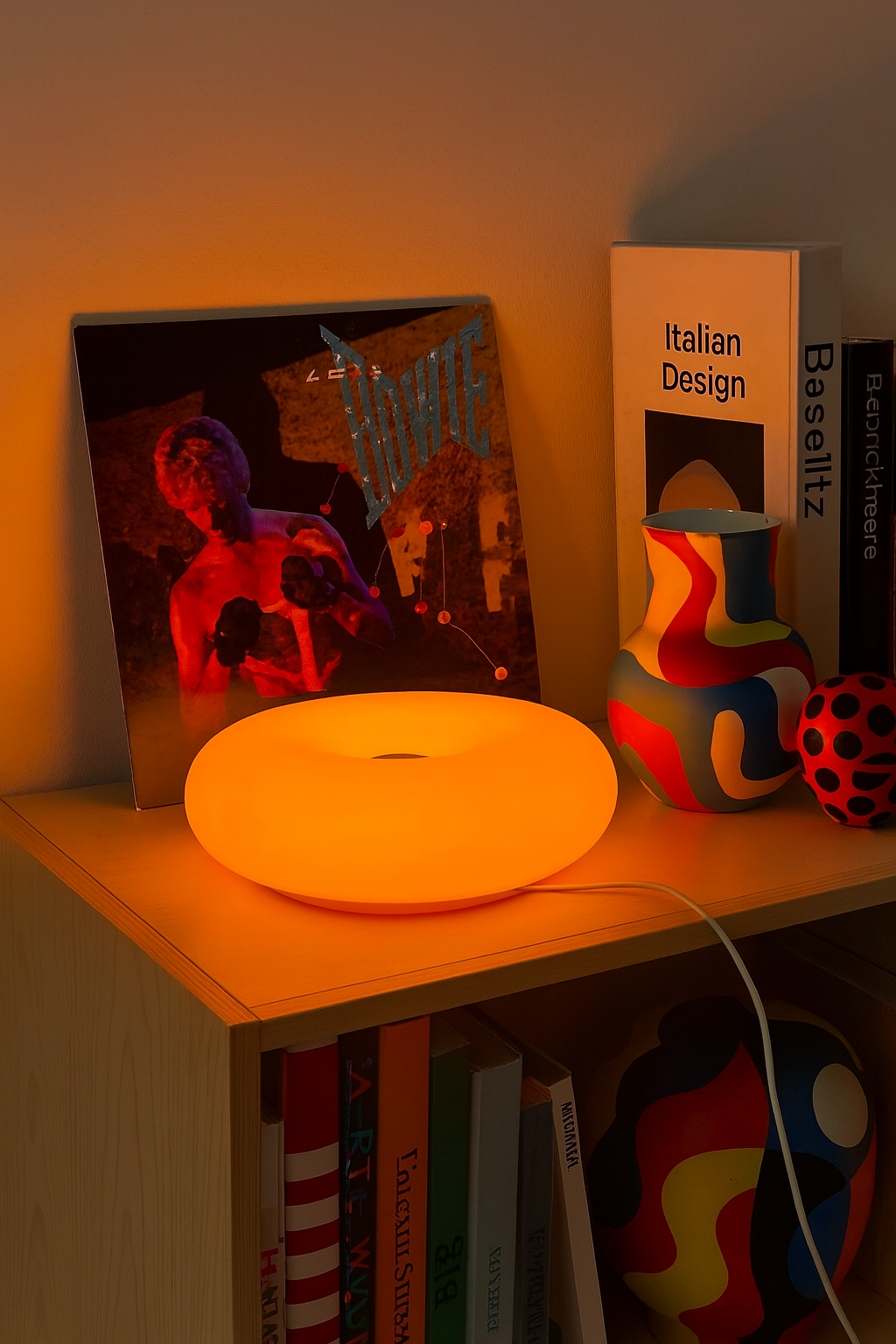 Lampe Donut Orange Tactile Rechargeable – Lampe de Table Design Bauhaus – 3 Modes d’Éclairage LED – Ambiance Douce & Moderne