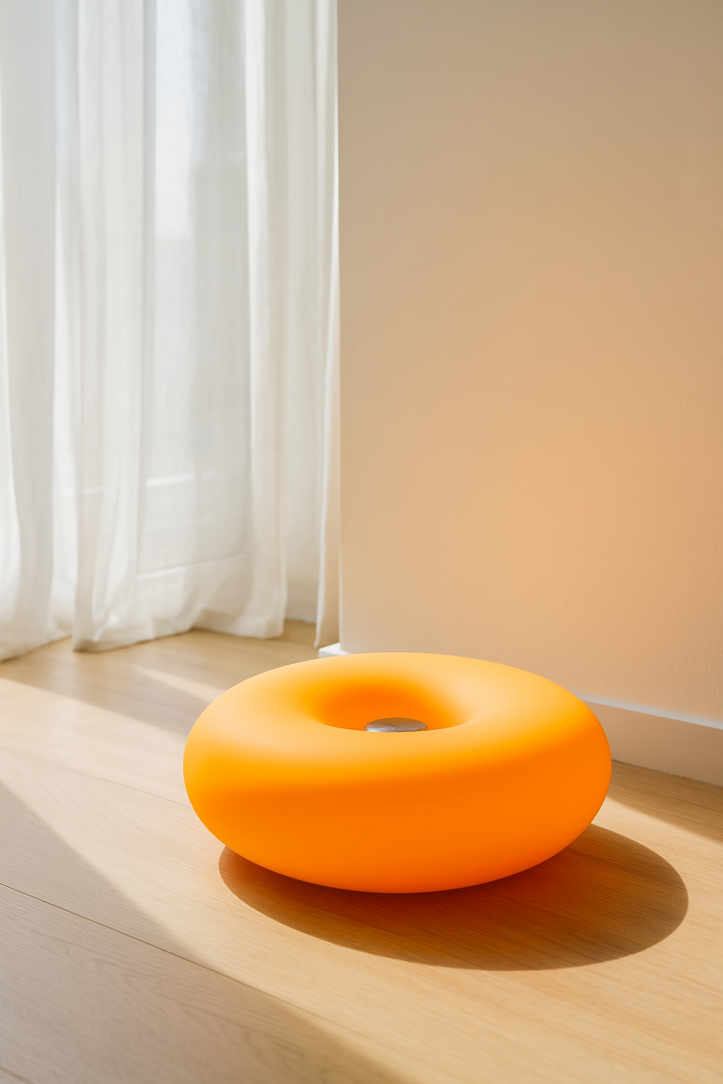Rechargeable Touch-Sensitive Orange Donut Lamp – Bauhaus Design Table Lamp – 3 LED Lighting Modes – Soft &amp; Modern Ambiance