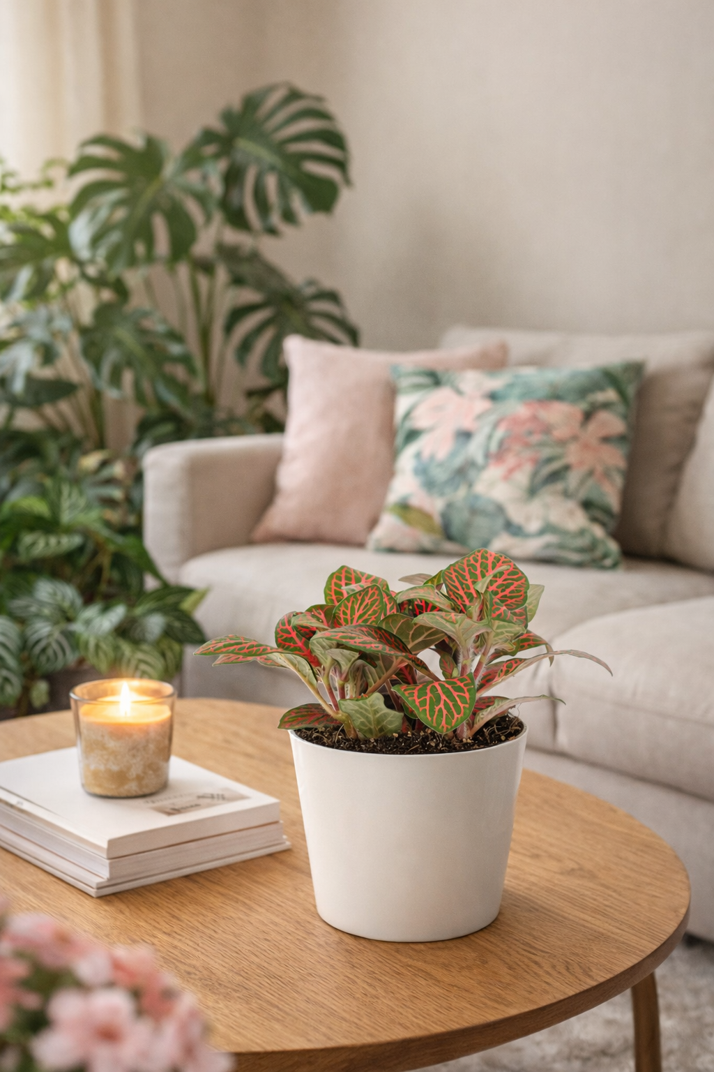 Fittonia Red – Plante Tropicale d’Intérieur au Feuillage Rouge Intense | Mosaic Plant Ø9 cm