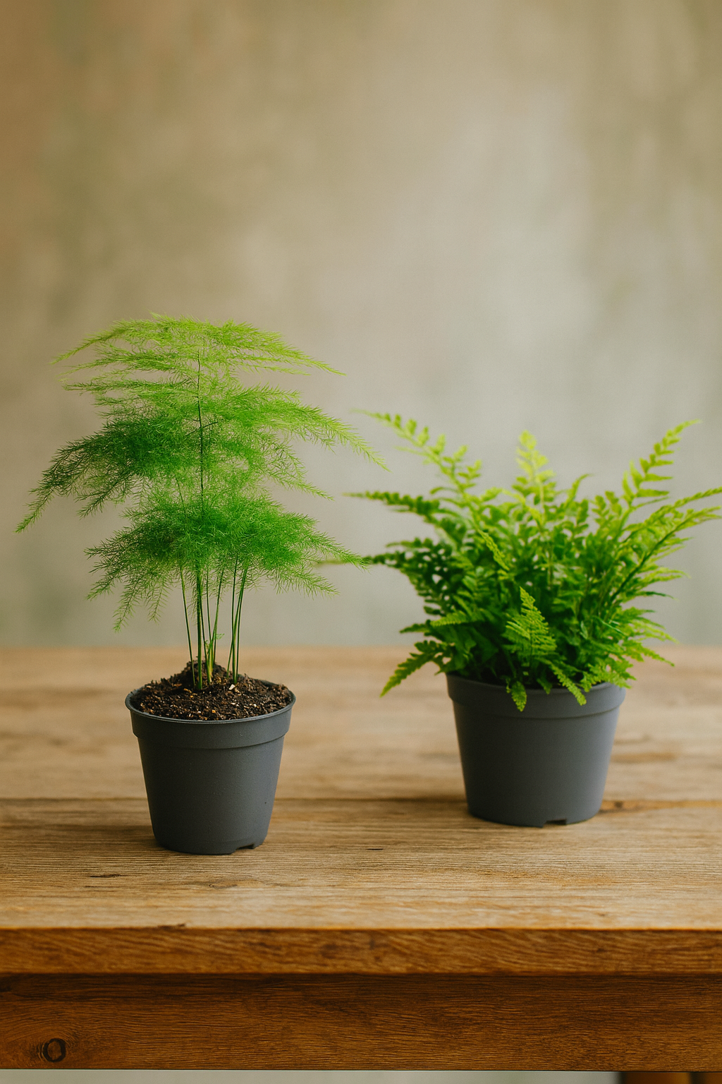 Set de 6 Mini Plantes Vertes – Pot Ø6 cm | Asparagus, Coffea Arabica, Ficus Ginseng, Fougère, Hedera, Bergpalm