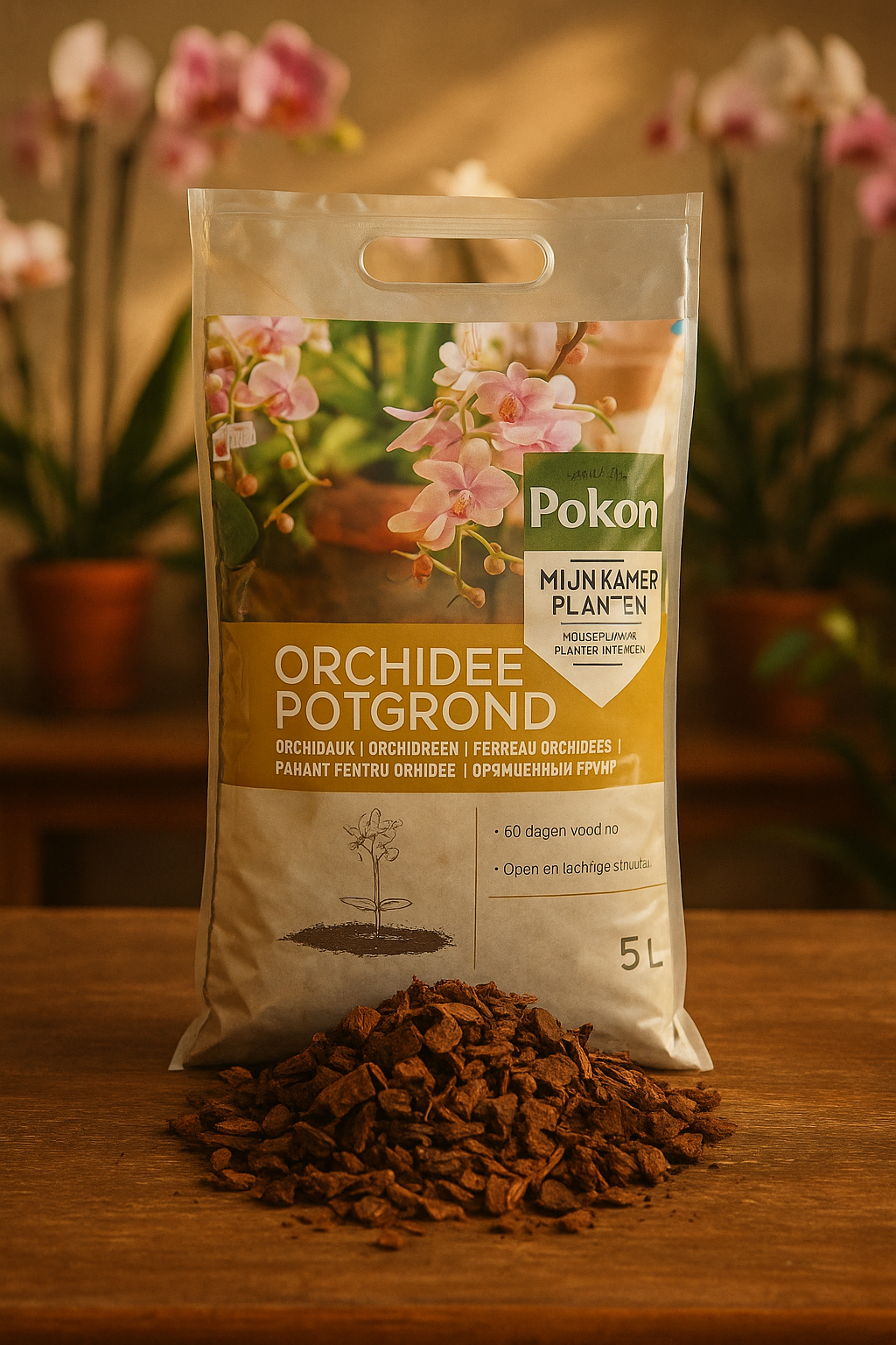 Terreau Orchidées 5L – Substrat aéré pour racines saines et floraison durable