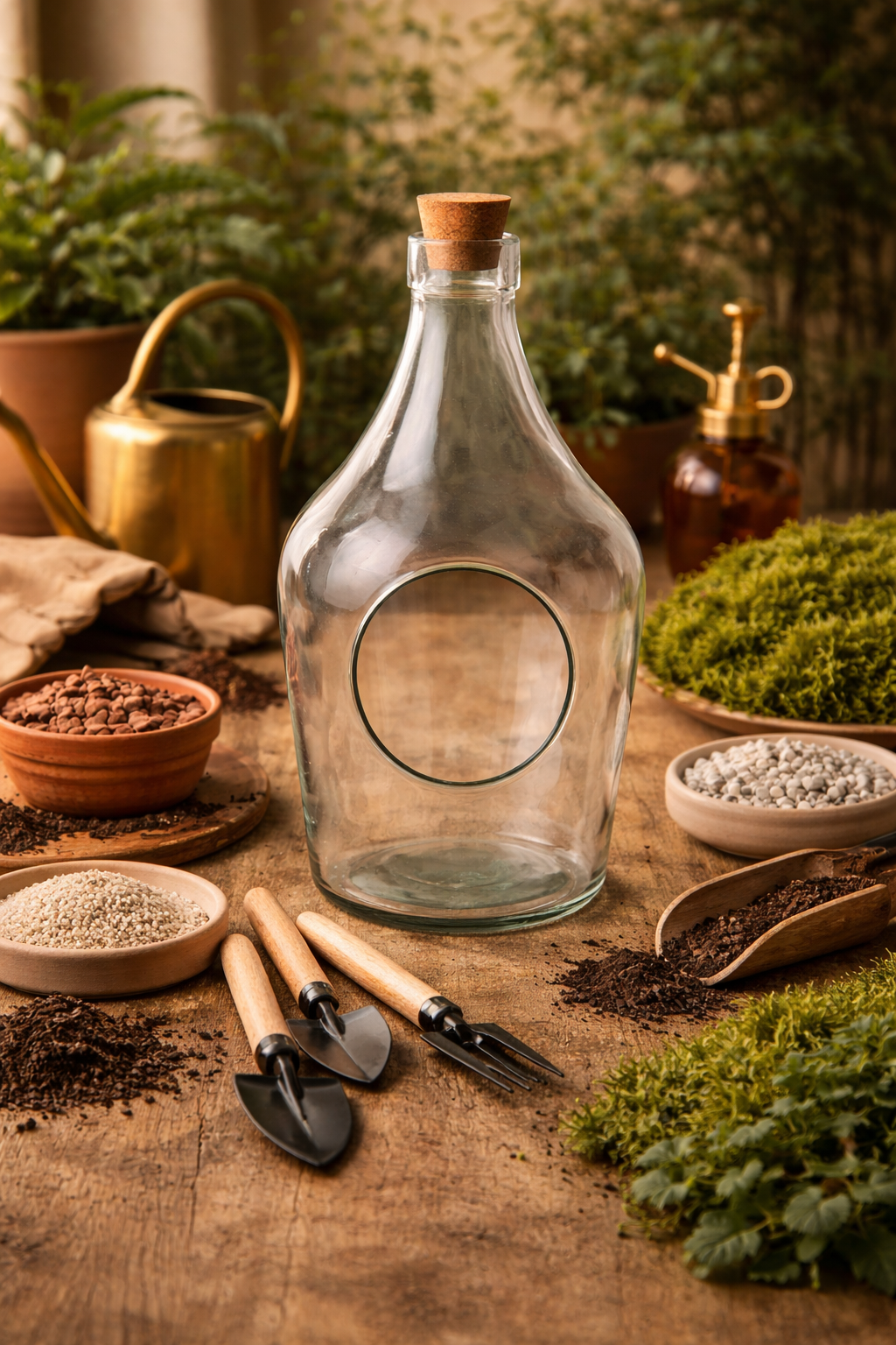 Offenes 3-Liter-Glasterrarium mit Korken – dekorative Terrariumflasche