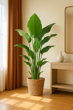 Strelitzia Nicolai XL – Plante d’intérieur tropicale 140 cm avec panier Torun Ø27 cm | Élégance naturelle et feuillage spectaculaire