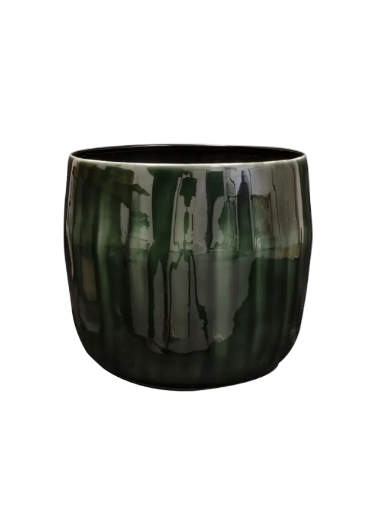 Babet Pine Green – Decorative plant pot – Ø27 × H23 cm