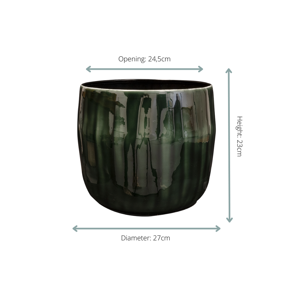 Babet Pine Green – Decorative plant pot – Ø27 × H23 cm