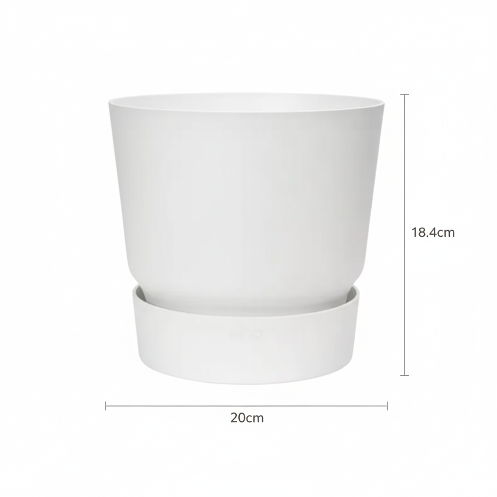 Elho Greenville Round White – Pot avec réservoir d’eau – Ø14 / Ø20 cm – visuel fournisseur 1